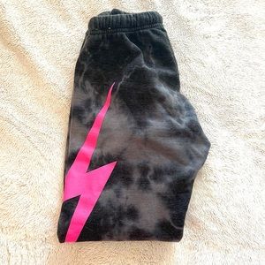 Aviator Nation Pink Lightening bolt sweatpants